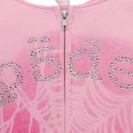 Sp5der OG Web V2 Spray Zip Hoodie Light Pink